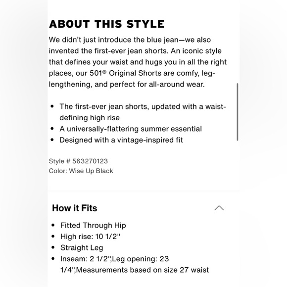 LEVI’S 501® ORIGINAL FIT HIGH RISE SHORTS - Picture 11 of 11